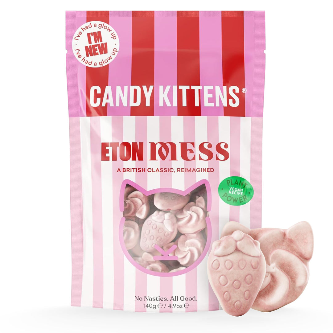 Candy Kittens Vegan Sweets Eton Mess - Strawberry Juice Chewy Sweets (140g Bag)