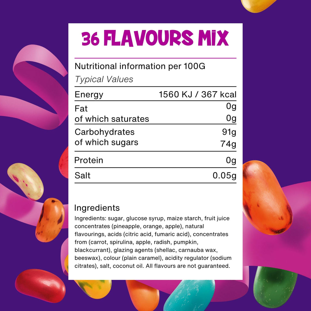 The Jelly Bean Factory 36 Huge Flavours, 700g Jar - Gourmet Jelly Beans Gift