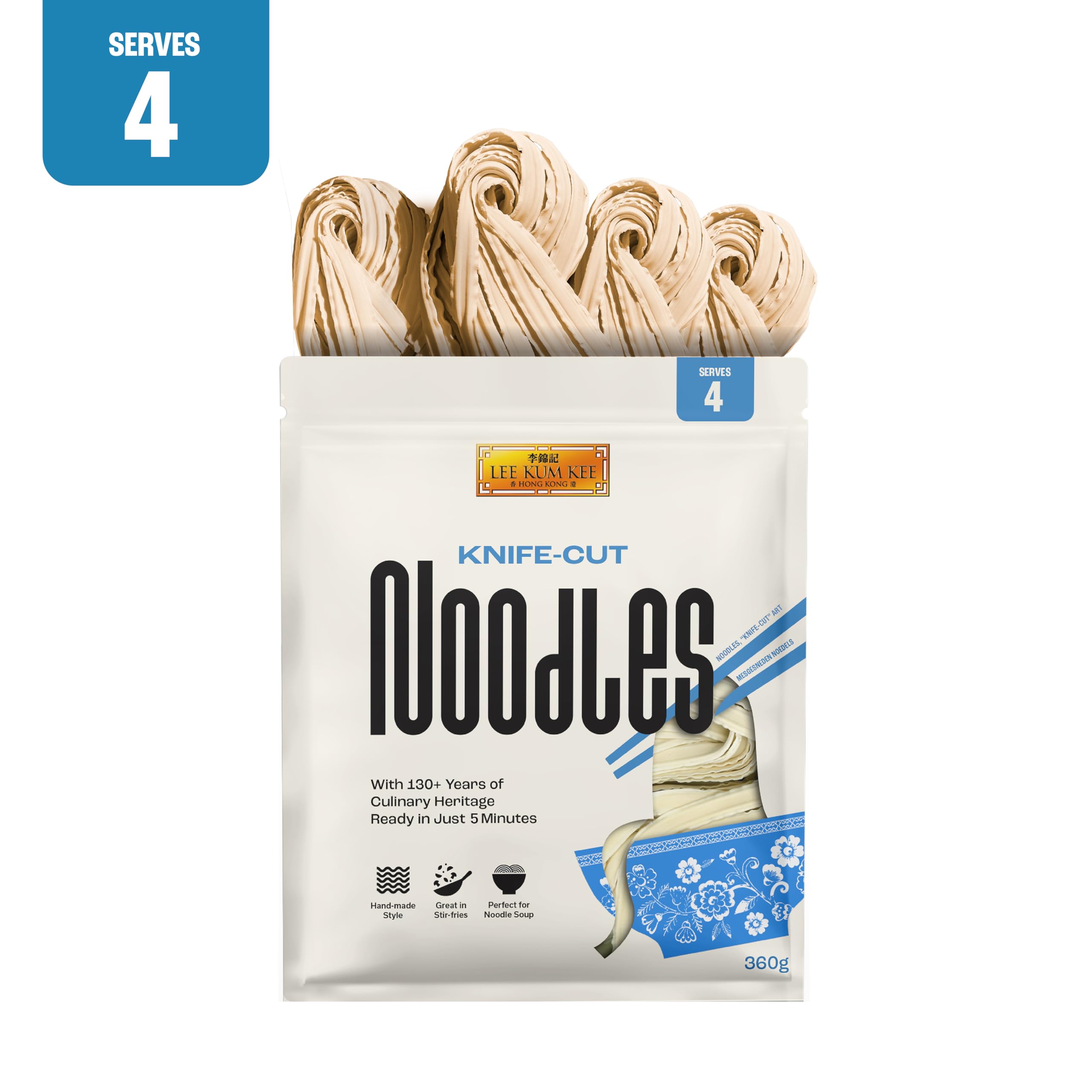 Lee Kum Kee Knife-Cut Noodles - Hearty Chewy Bite | Ready in 5 Mins | 360g Pack 2