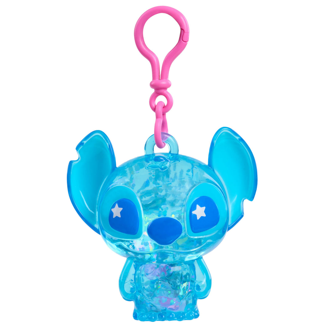 Just Play Disney Stitch Swirl-a-Stitch Clip-on Figure, 7.6 cm Liquid-Filled Glitter Toy with Colorful Beads