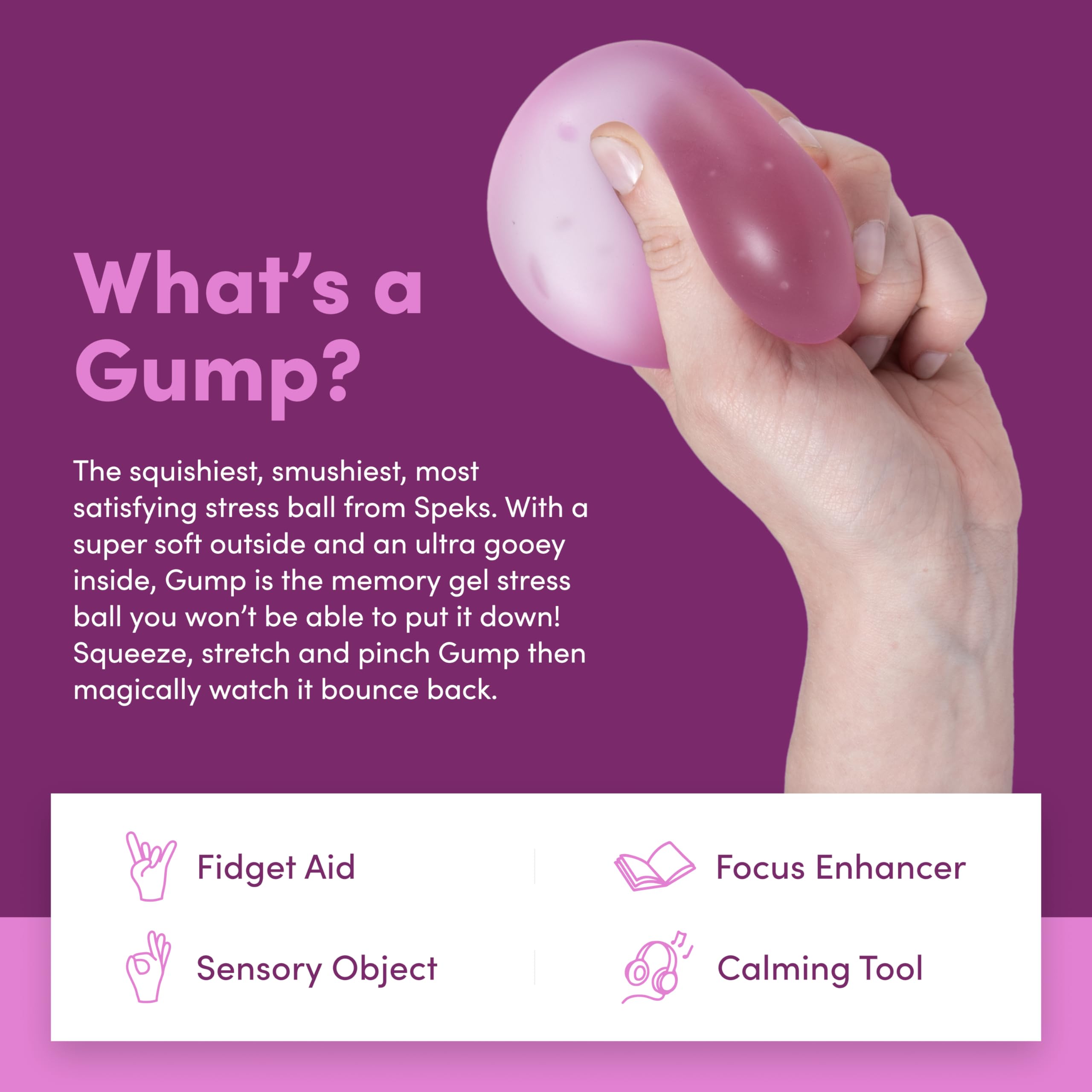 Speks Gump Stress Balls - Silky Soft Memory Gel Squishy Fidget Toy for Adults and Teens 14+ | Moon Jelly 5