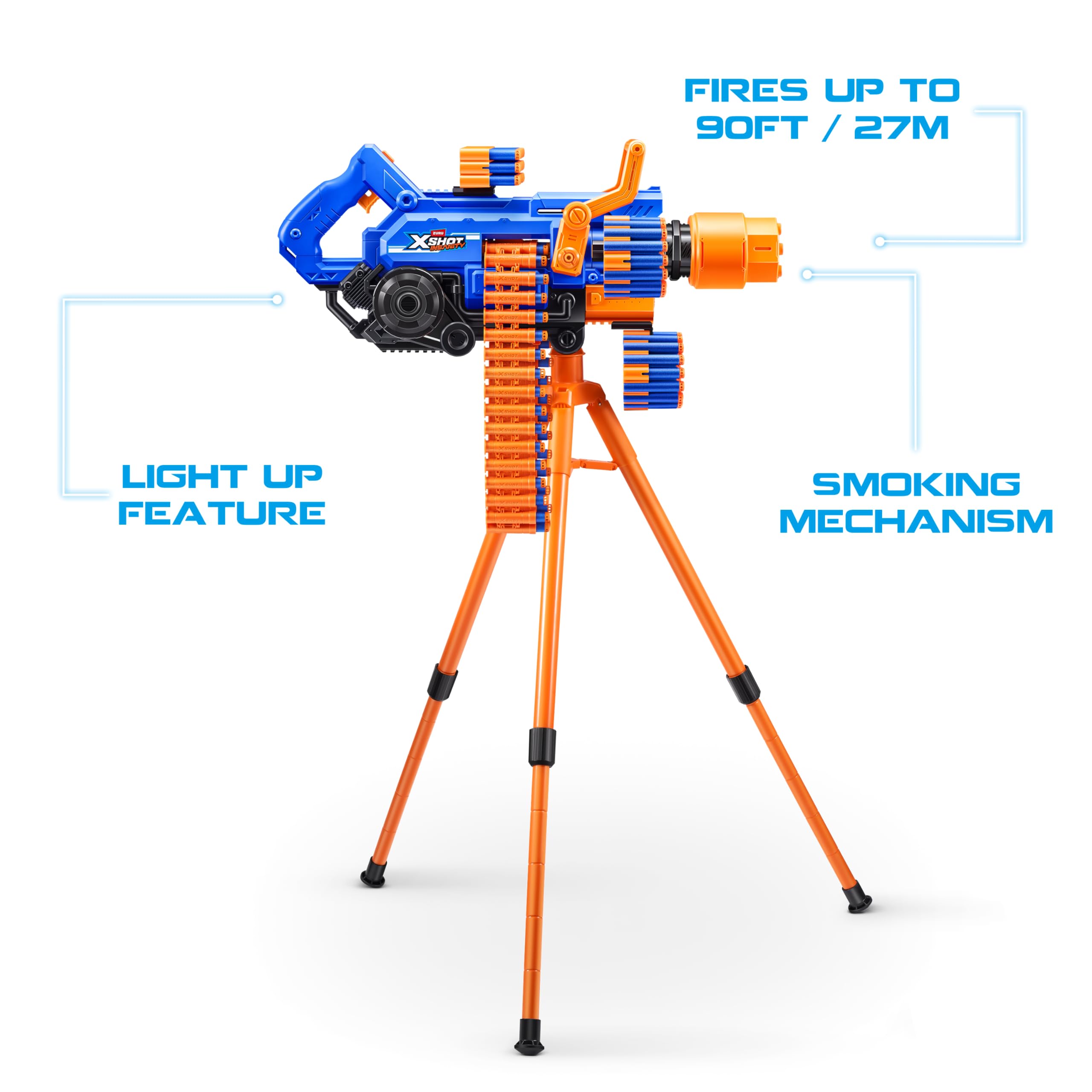XSHOT Insanity Smoking Barrel Blaster Gun - 72 Air Pocket Darts, 90ft Range, Modular Design