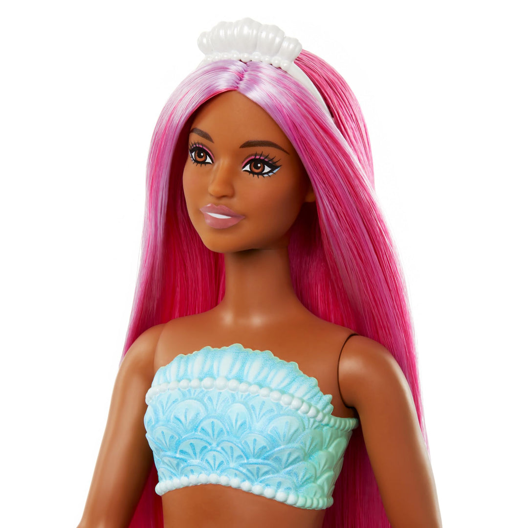 Barbie Mermaid Doll - Curvy Body with Shell Bodice & Tropical Red Tail, 3+ Years