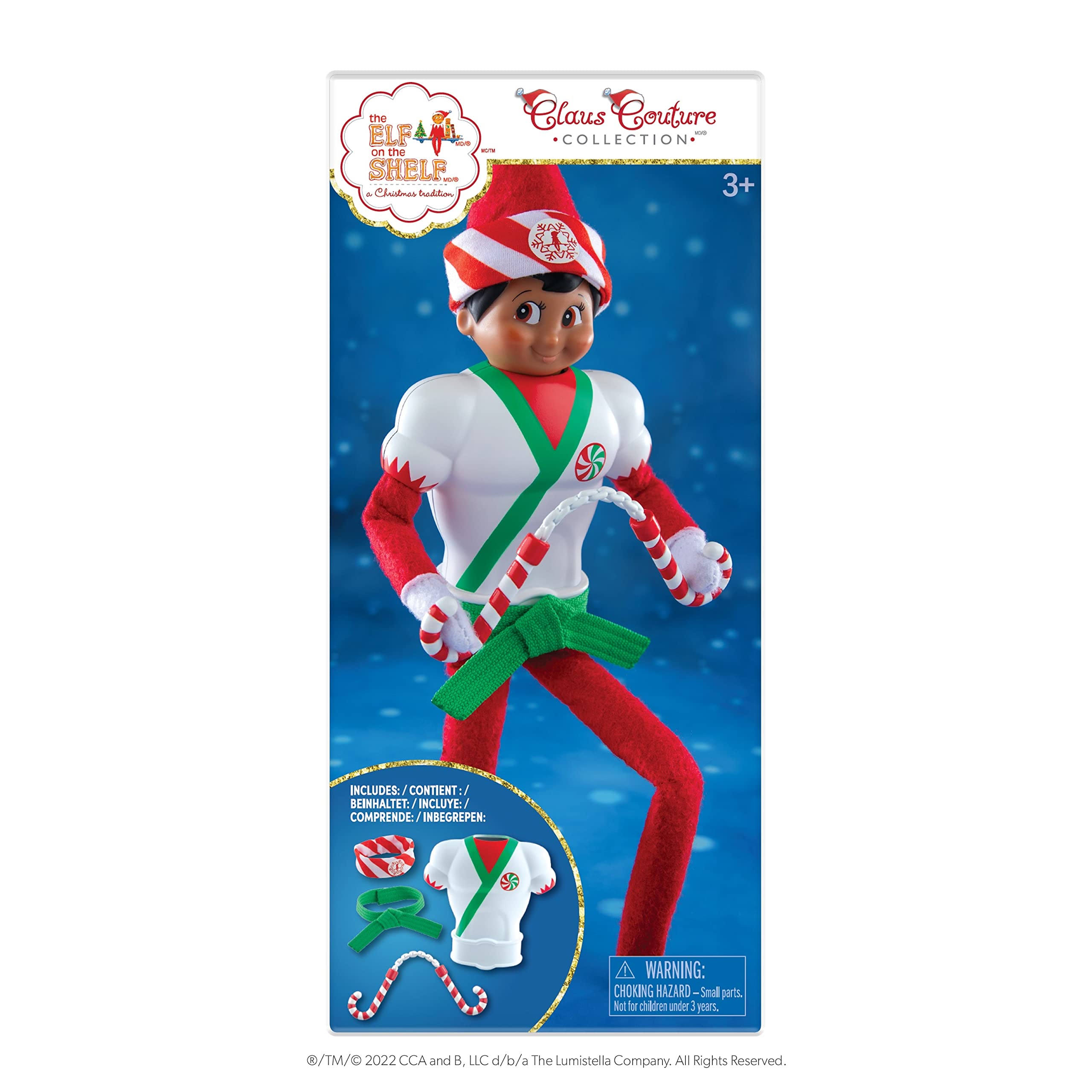 The Elf on the Shelf Karate Kicks Clothes Set - Black Belt Costume for Scout Elf, 3+ Years
