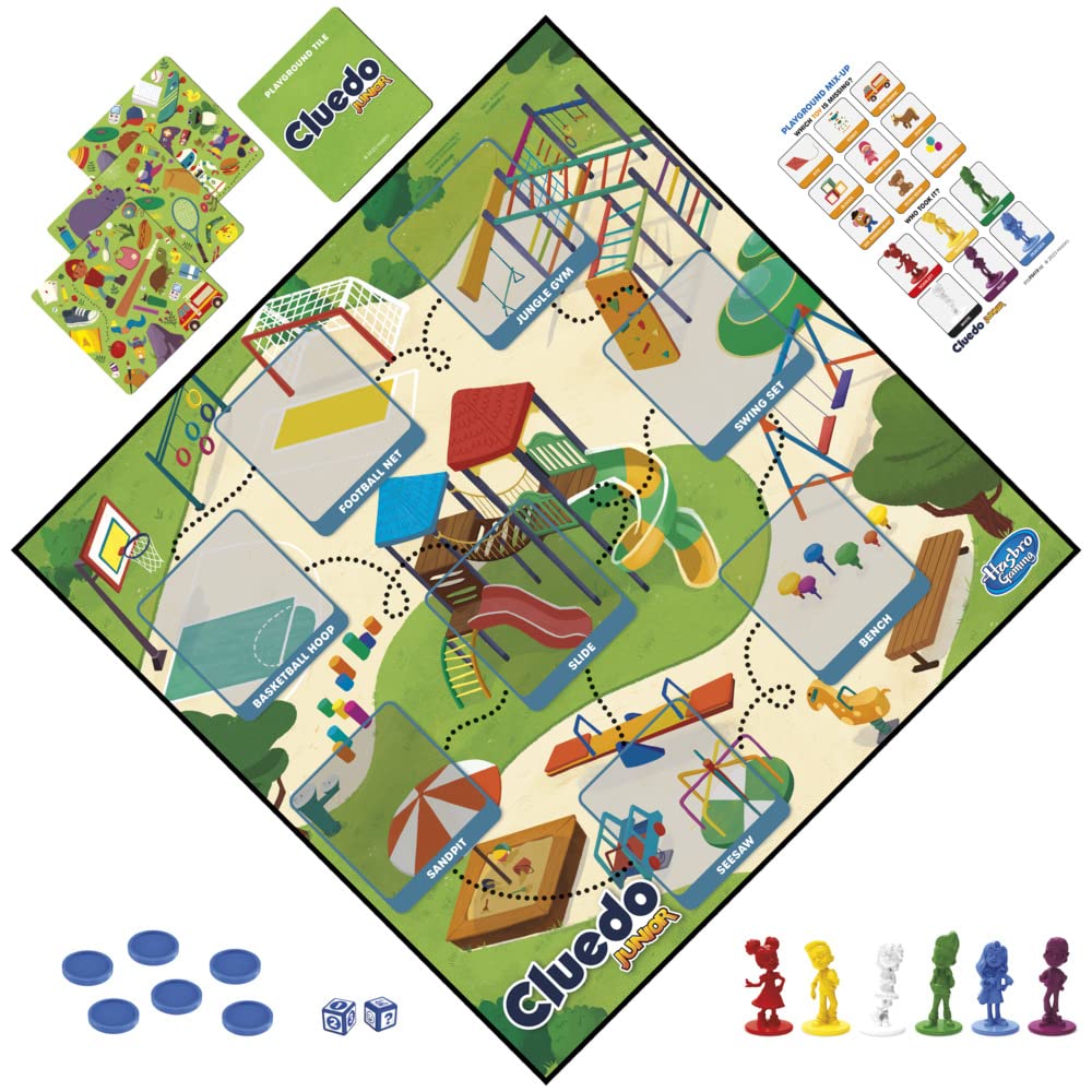 Hasbro Gaming Cluedo Junior Board Game, 2-in-1 Detective Game for Kids 4+ Years, Double-Sided Gameboard for 2-6 Players