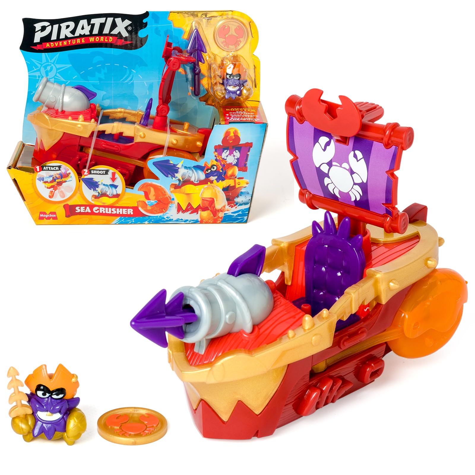 PIRATIX ADVENTURE WORLD Sea Crusher Pirate Ship - Crab Design | Multicoloured Plastic 1