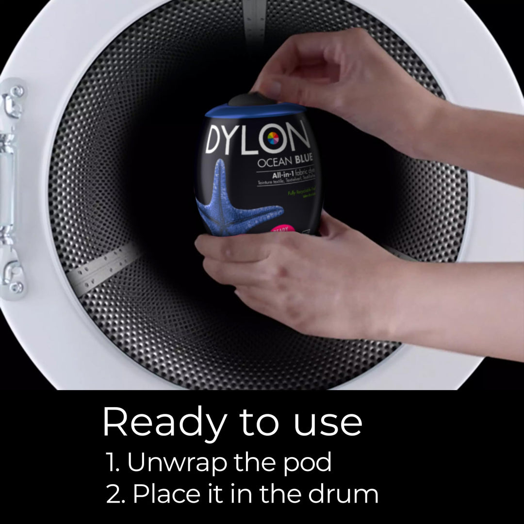 DYLON Washing Machine Fabric Dye Pod - Ocean Blue, 350g for Clothes & Soft Furnishings