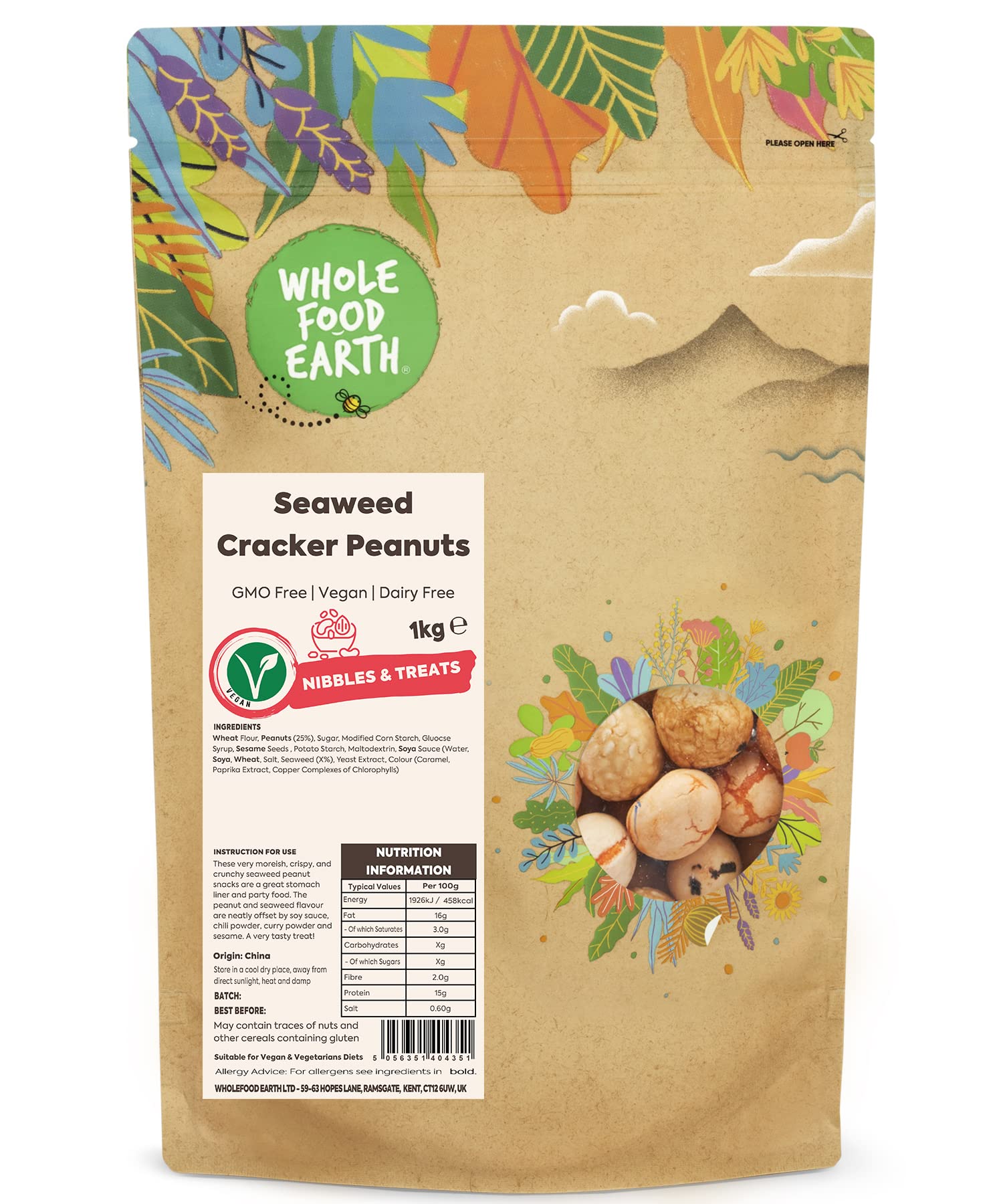 Wholefood Earth Seaweed Cracker Peanuts 1 kg | GMO Free | Dairy Free | Vegan Friendly 5