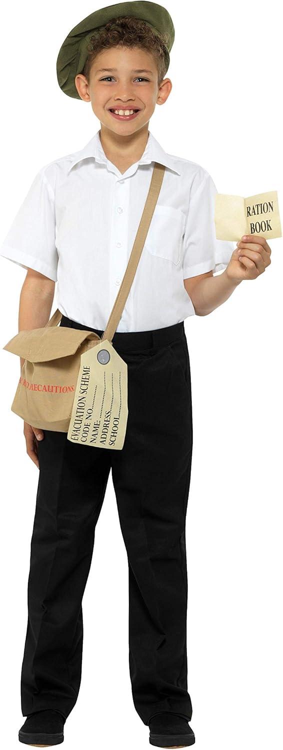 Smiffys Evacuee Instant Kit - Brown with Hat, Bag & Ration Book