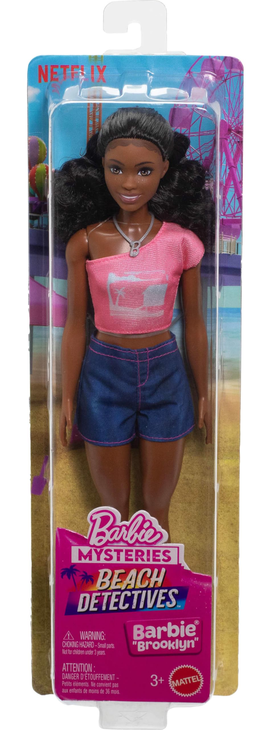 Barbie Mysteries: Beach Detectives Brooklyn Fashion Doll - Pink Outfit, Curly Brunette Hair, Ages 3+ 12