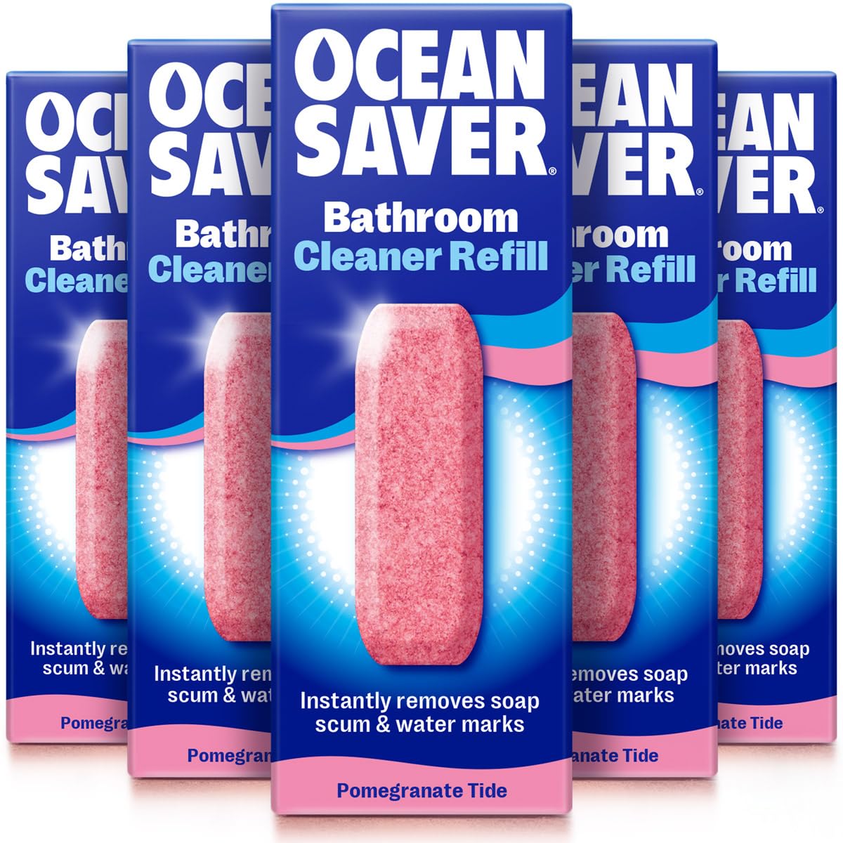 OceanSaver Eco Multi-Surface Bathroom Cleaner Refills - 6x 10ml Tablets | Pomegranate Scent