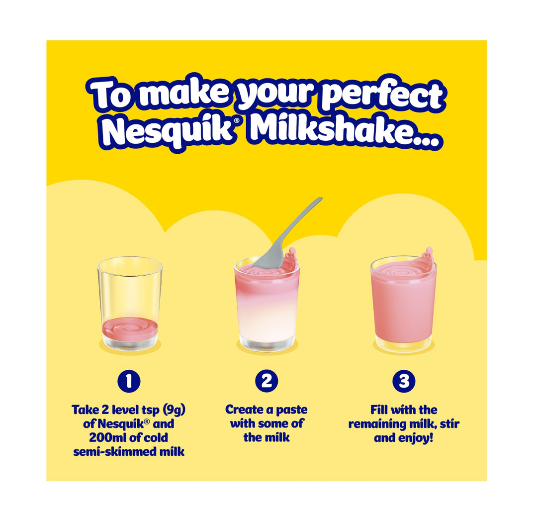 Nesquik - Strawberry Flavoured Milkshake Powder with Vitamin D, 500g Tub