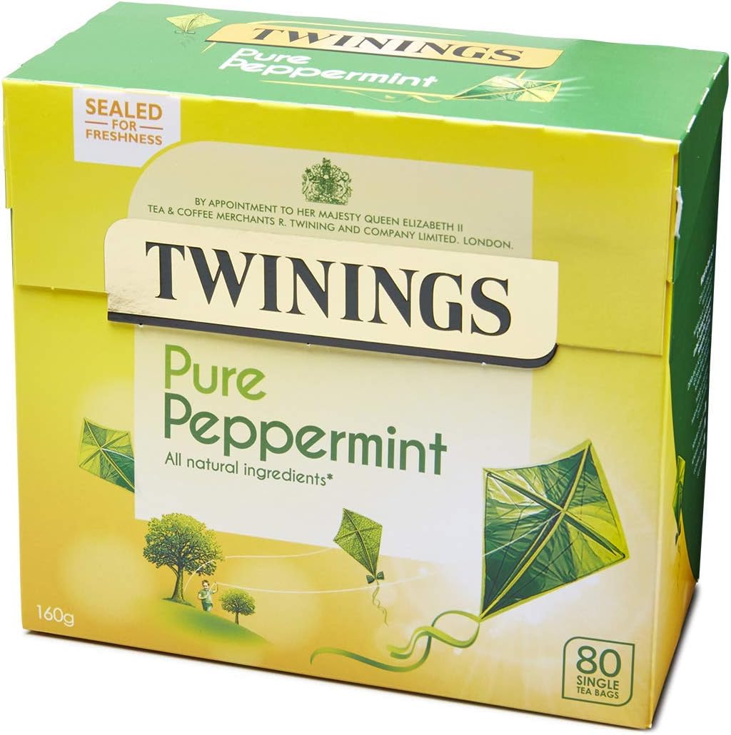 Twinings Pure Peppermint 80 Tea Bags, 160g - Naturally Caffeine Free Herbal Tea