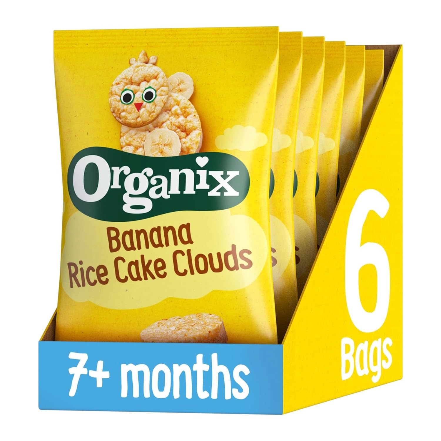 Organix Banana Rice Cake Clouds Baby Rice Cakes Finger Food Snack | 7+ Months | 40g Pack of 6