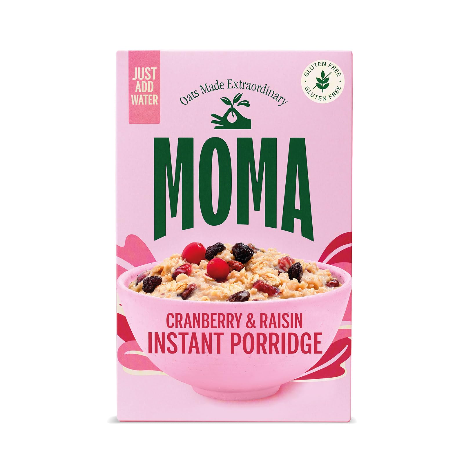 MOMA Porridge Sachets Cranberry & Raisin - Box of 5 x 70g - Gluten Free, High Fibre, Source of Protein