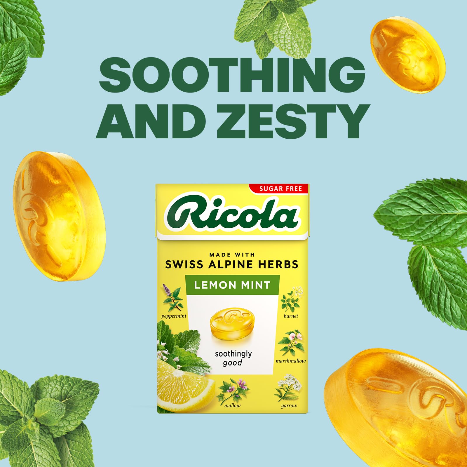 Ricola Lemon Mint Sugar Free Swiss Herbal Sweets - 20 Boxes of 45g 4