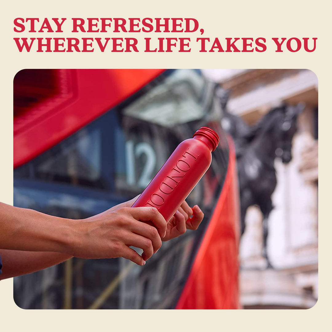 Bottle Up Reusable BPA Free Water Bottle 500ml – London Red, Prefilled with Pure Still Spring Water