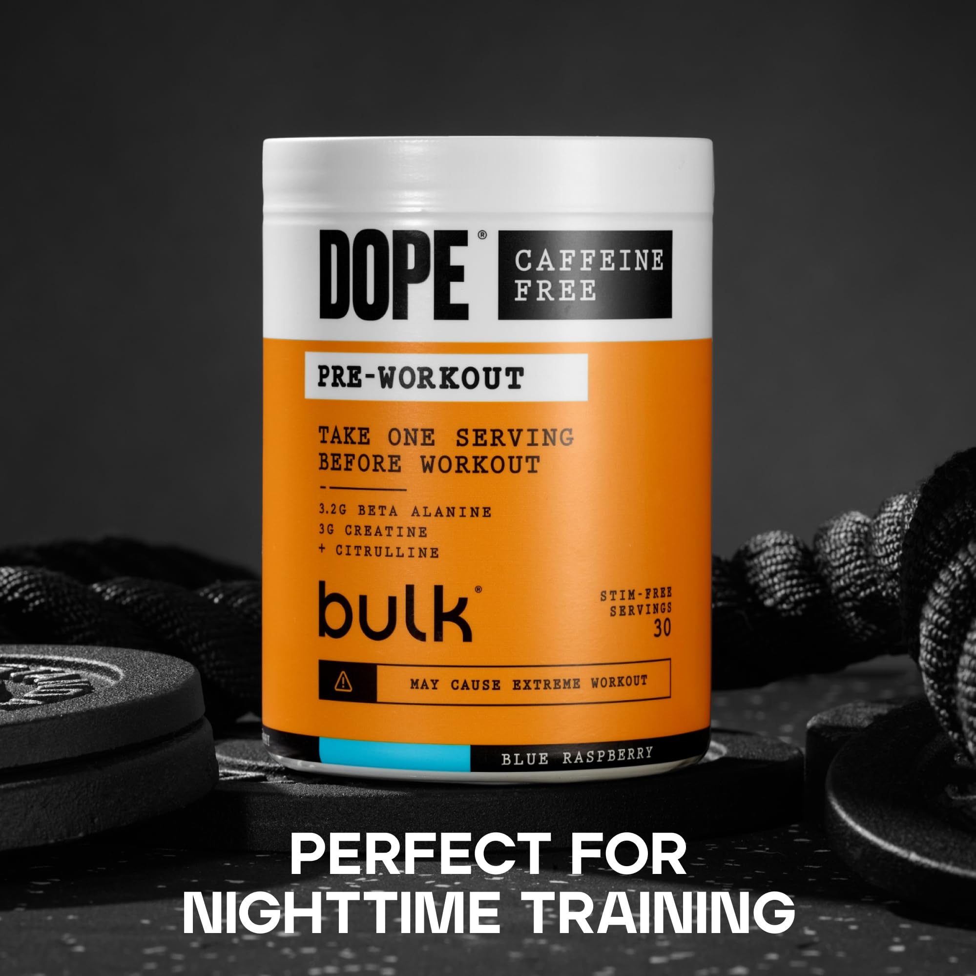 Bulk Dope Caffeine Free Pre-Workout Powder - Blue Raspberry | 510g | 30 Servings 2
