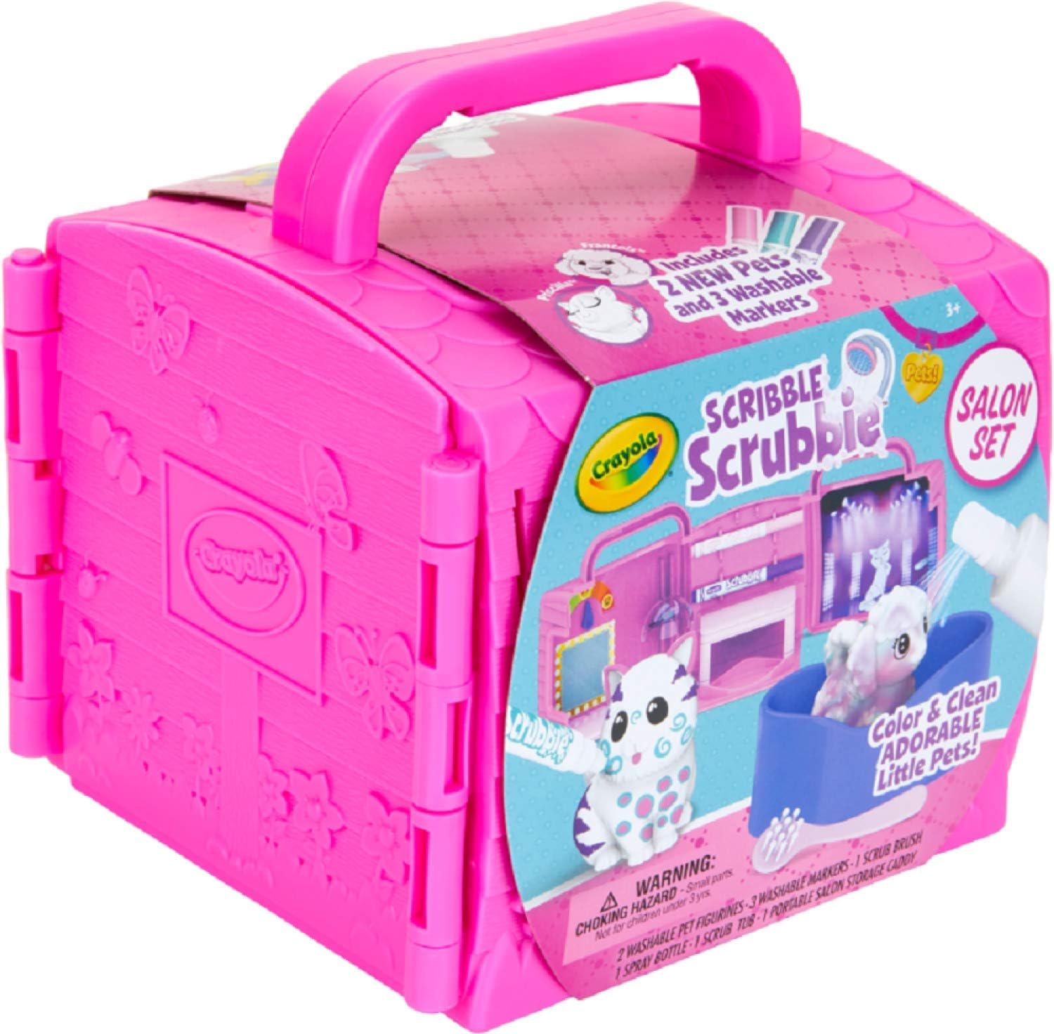 Crayola Pets Beauty Salon Playset - Flocked Dog & Cat Figurines with Washable Markers 2