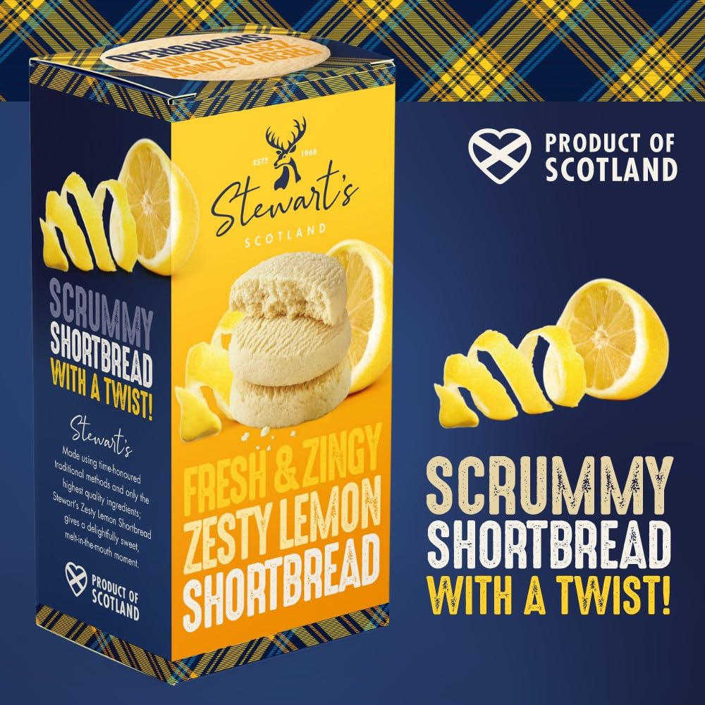 Stewart's Signature Range Lemon Curd Shortbread (160g) - Traditionally Made Scottish Treat