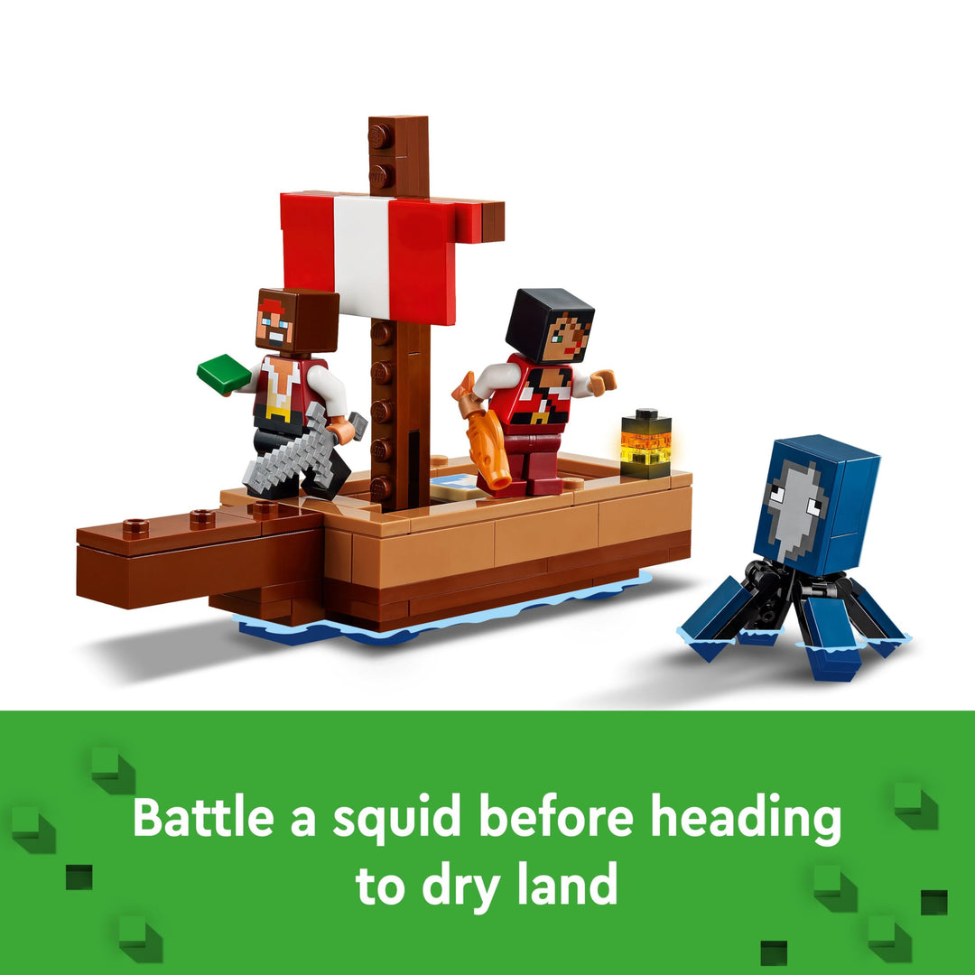 LEGO Minecraft The Pirate Ship Voyage - Building Set with Pirate Figures & Camel for Ages 8+