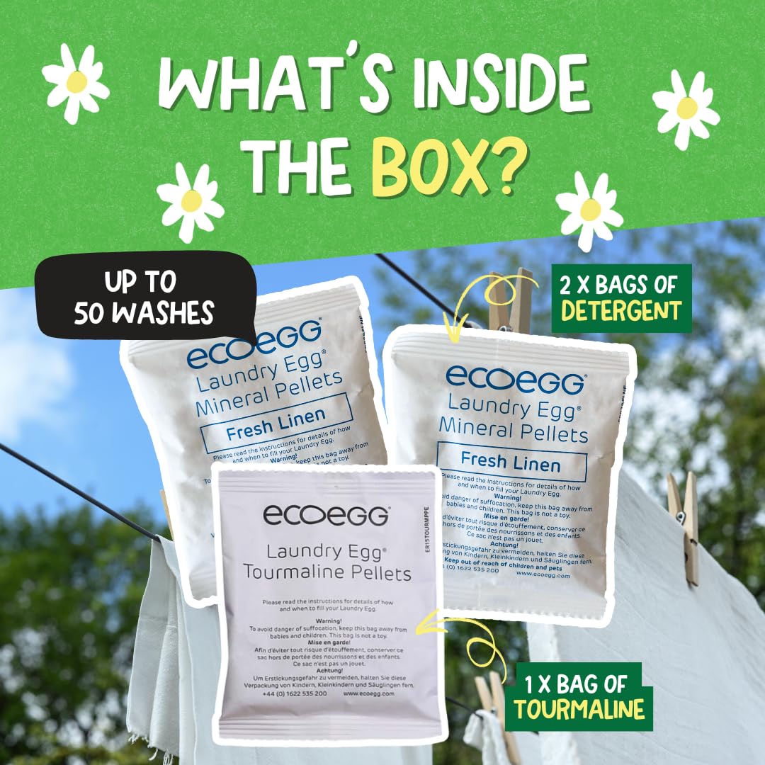 Ecoegg Laundry Egg Refills Detergent and Fabric Softener Replacement Mineral Pellets Fresh Linen 2