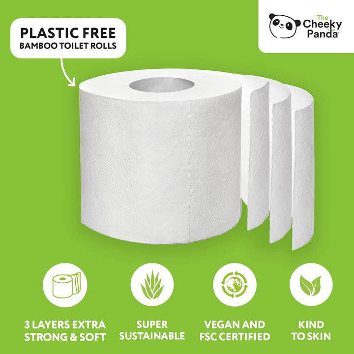 The Cheeky Panda - Bamboo Toilet Paper 9 Rolls | Plastic-Free, FSC-Certified, Hypoallergenic