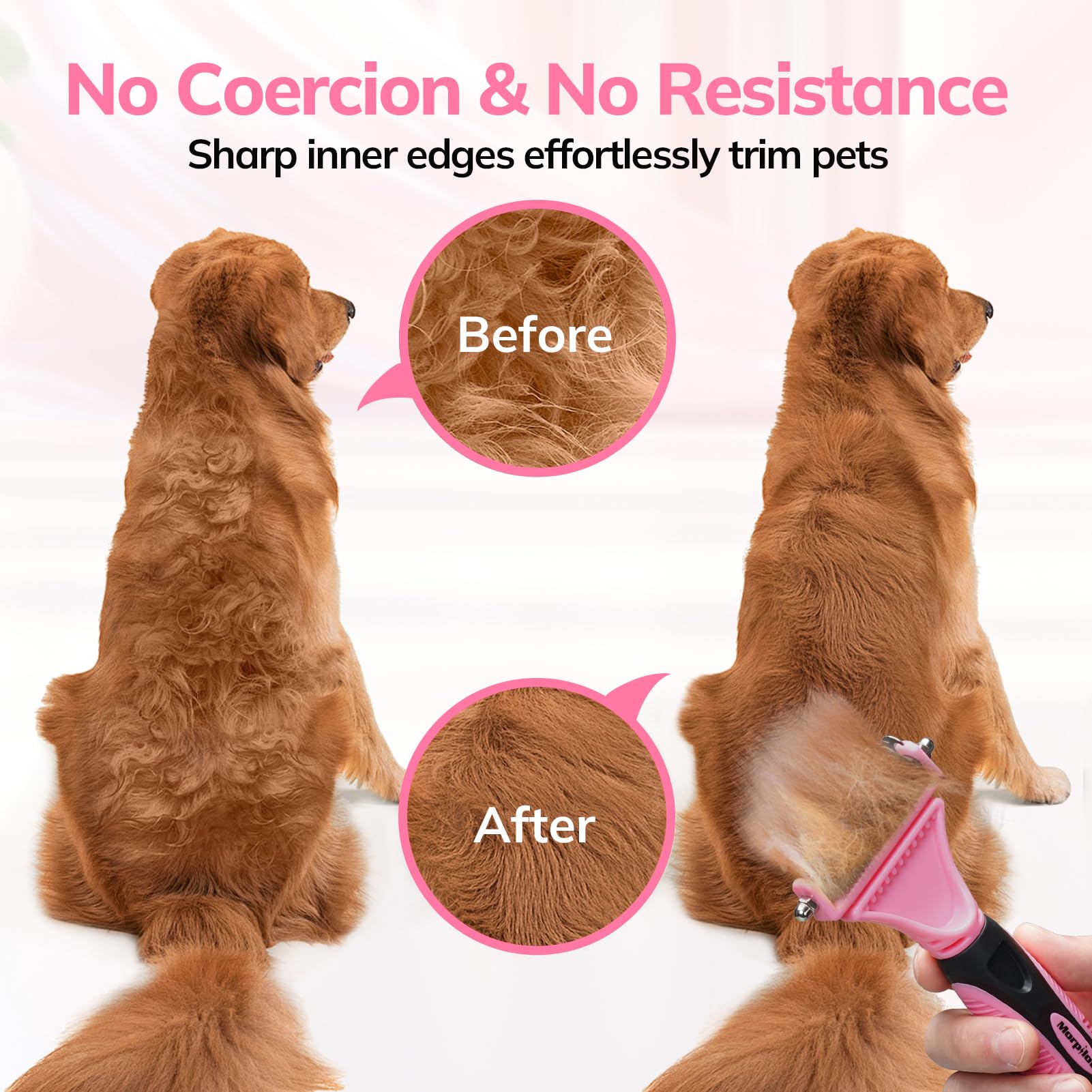 morpilot Double Sided Undercoat Rake Dematting Tool | 23+12 Teeth | Reduces Hair Loss up to 90% | Pink 7