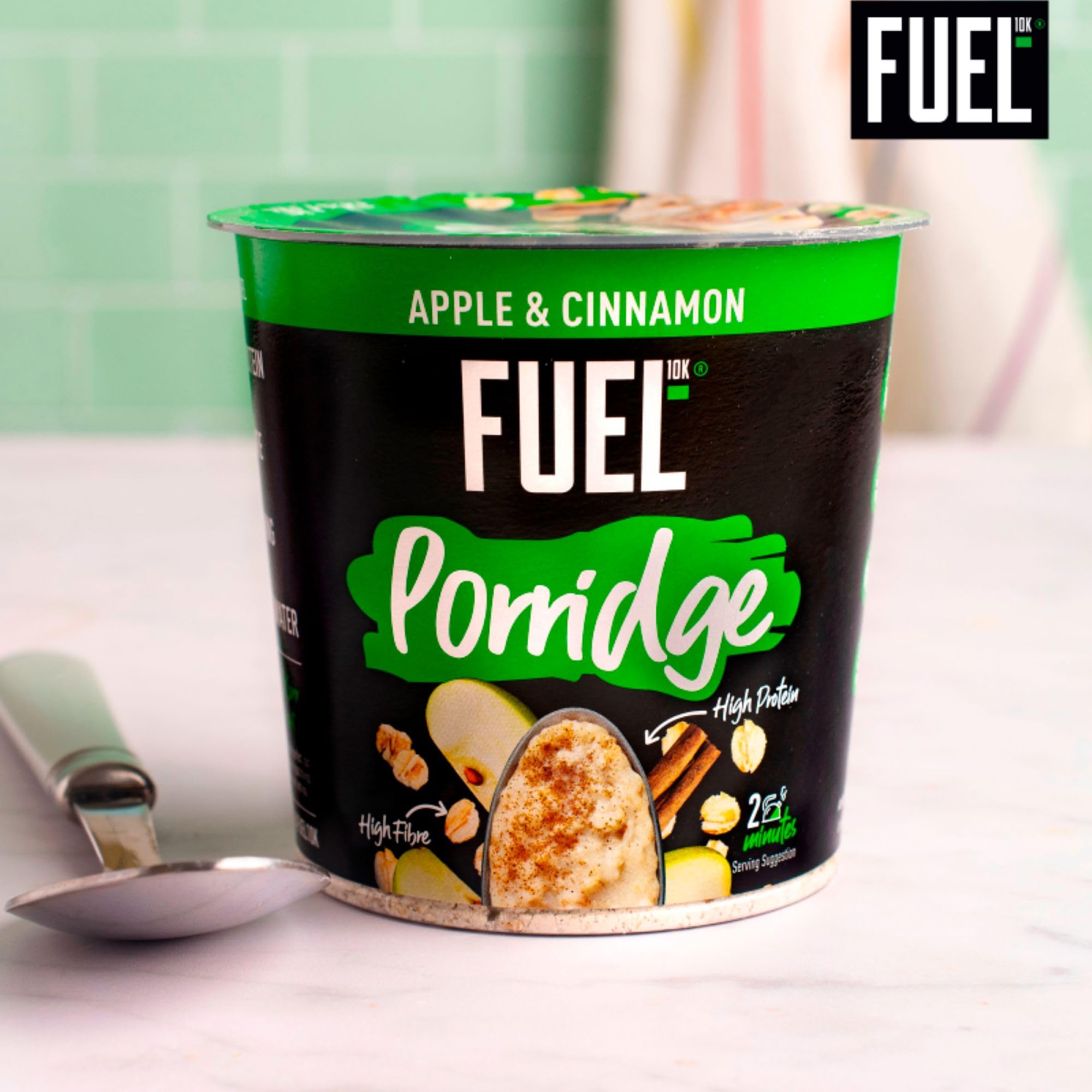FUEL10K High Protein Apple and Cinnamon Porridge Pot - 13g Protein | Pack of 8 5