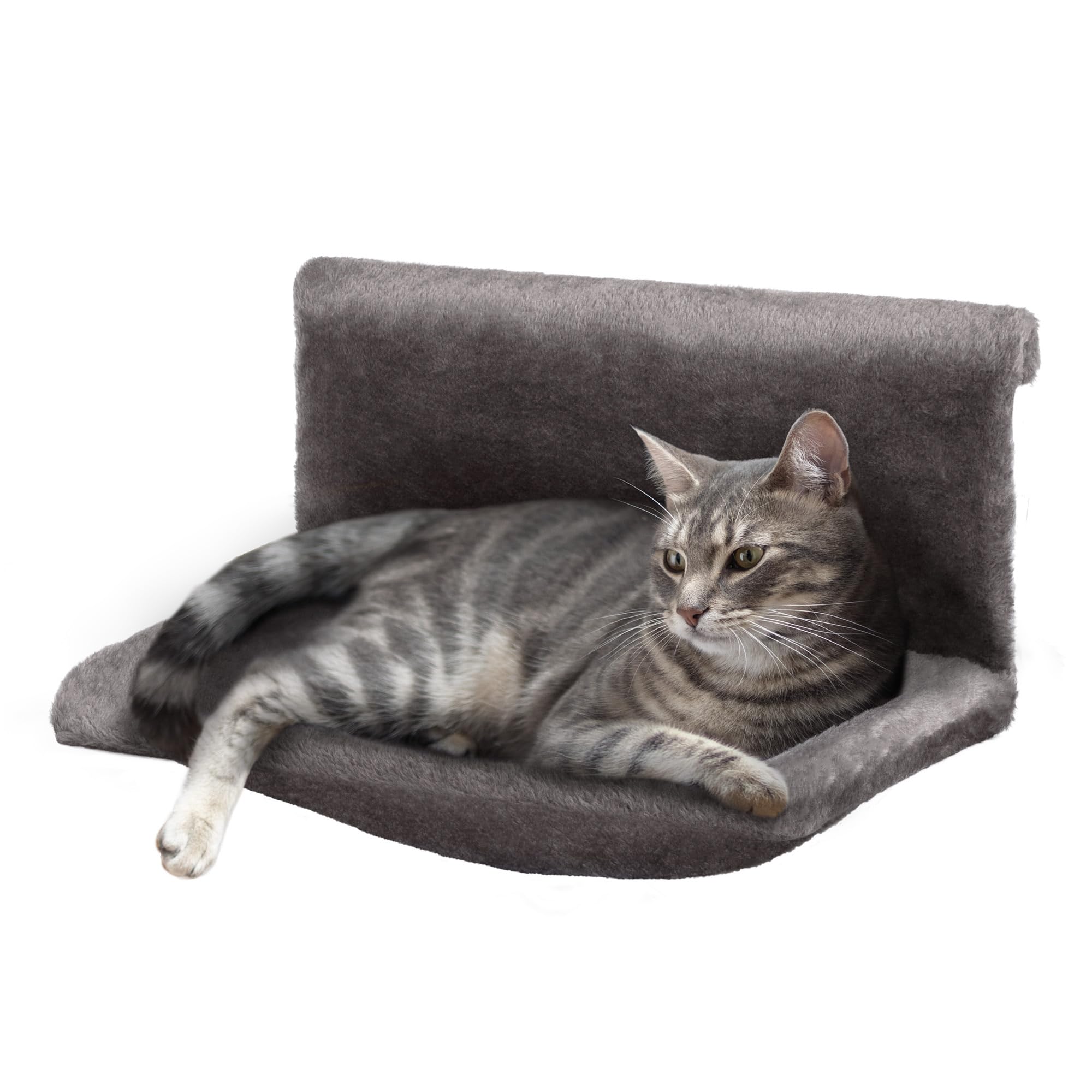 Petlicity Warm & Cosy Radiator Bed for Cats and Small Dogs up to 5kg | Grey | H25cm x W46cm x D30cm