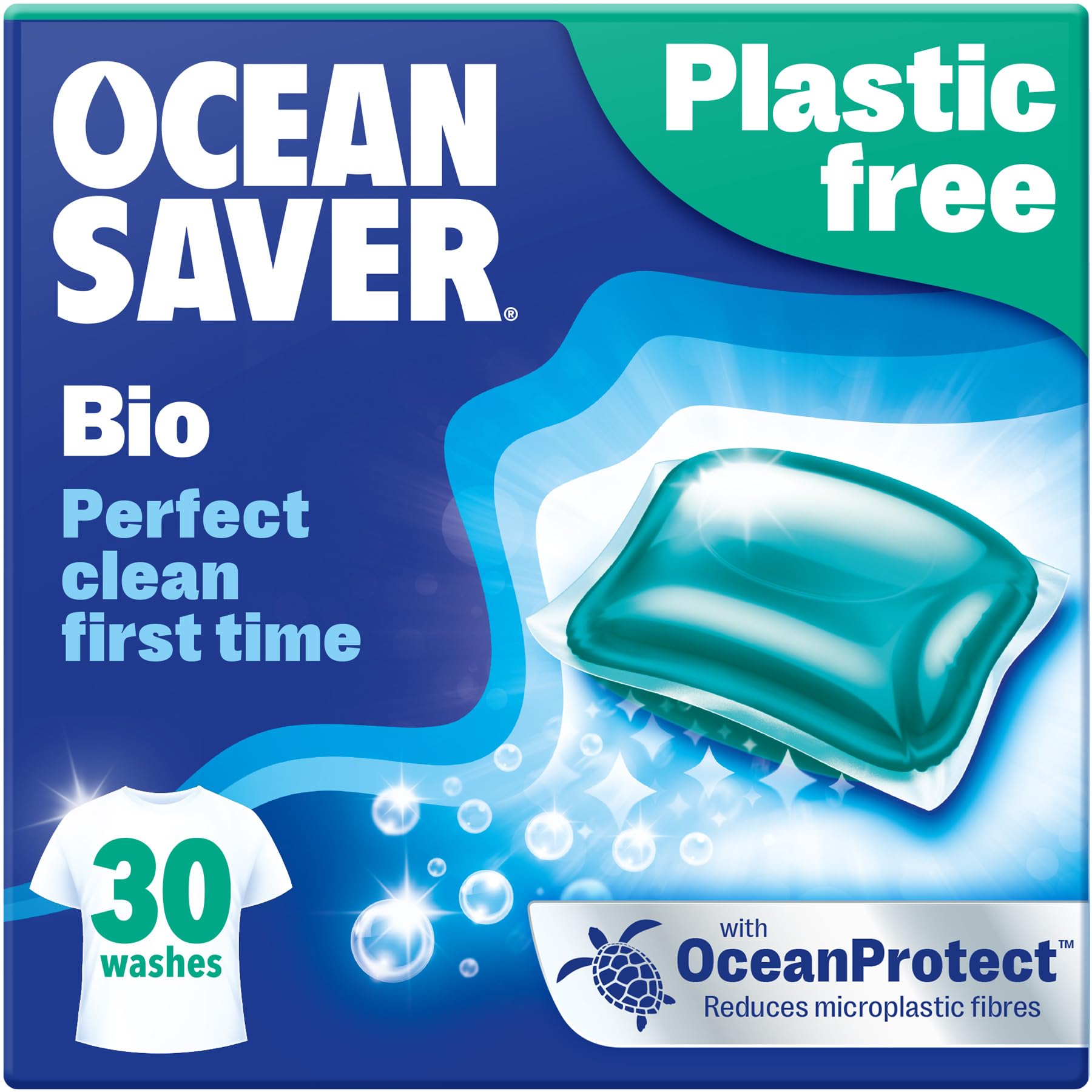OceanSaver Eco Bio Laundry Detergent Washing Pods - 30 Washes | Ocean Fresh Scent 1