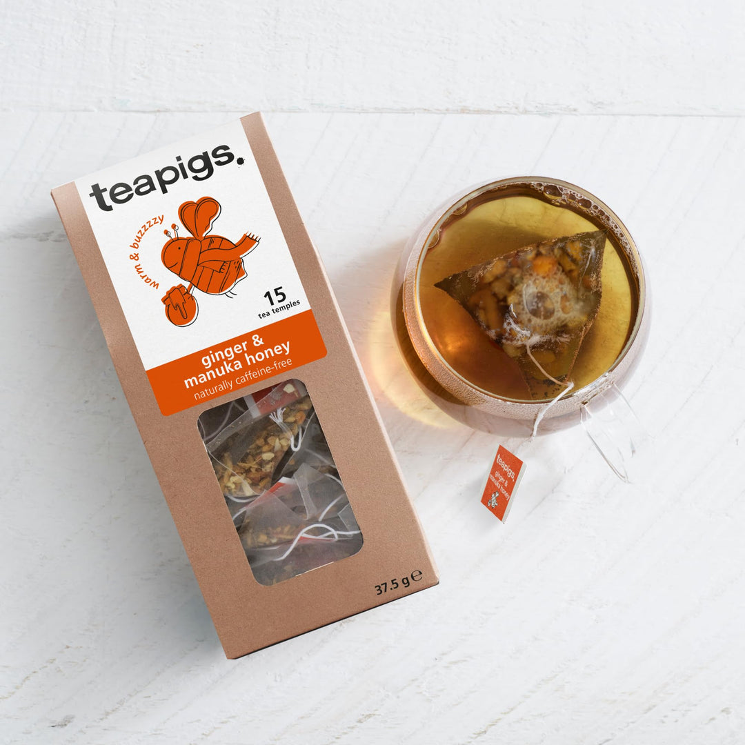 teapigs Ginger & Manuka Honey Tea - Caffeine-Free Herbal Tea Bags