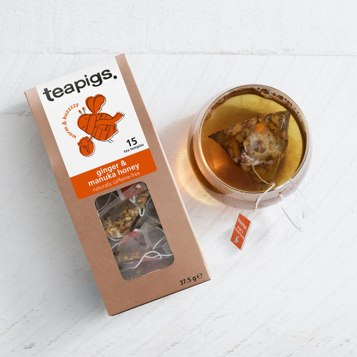 teapigs Ginger & Manuka Honey Tea - Caffeine-Free Herbal Tea Bags