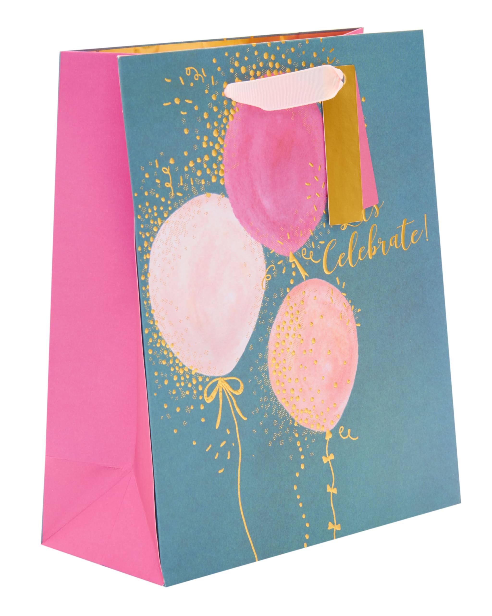 UK Greetings Celebratory Balloon Gift Bag for Her | Medium Size | Foil Finish | 19cm x 22.9cm x 8.9cm
