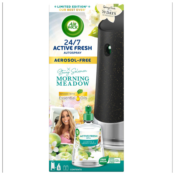 Air Wick - 24/7 Active Fresh Aerosol-Free Automatic Air Freshener Spray Kit with Morning Meadow Refill