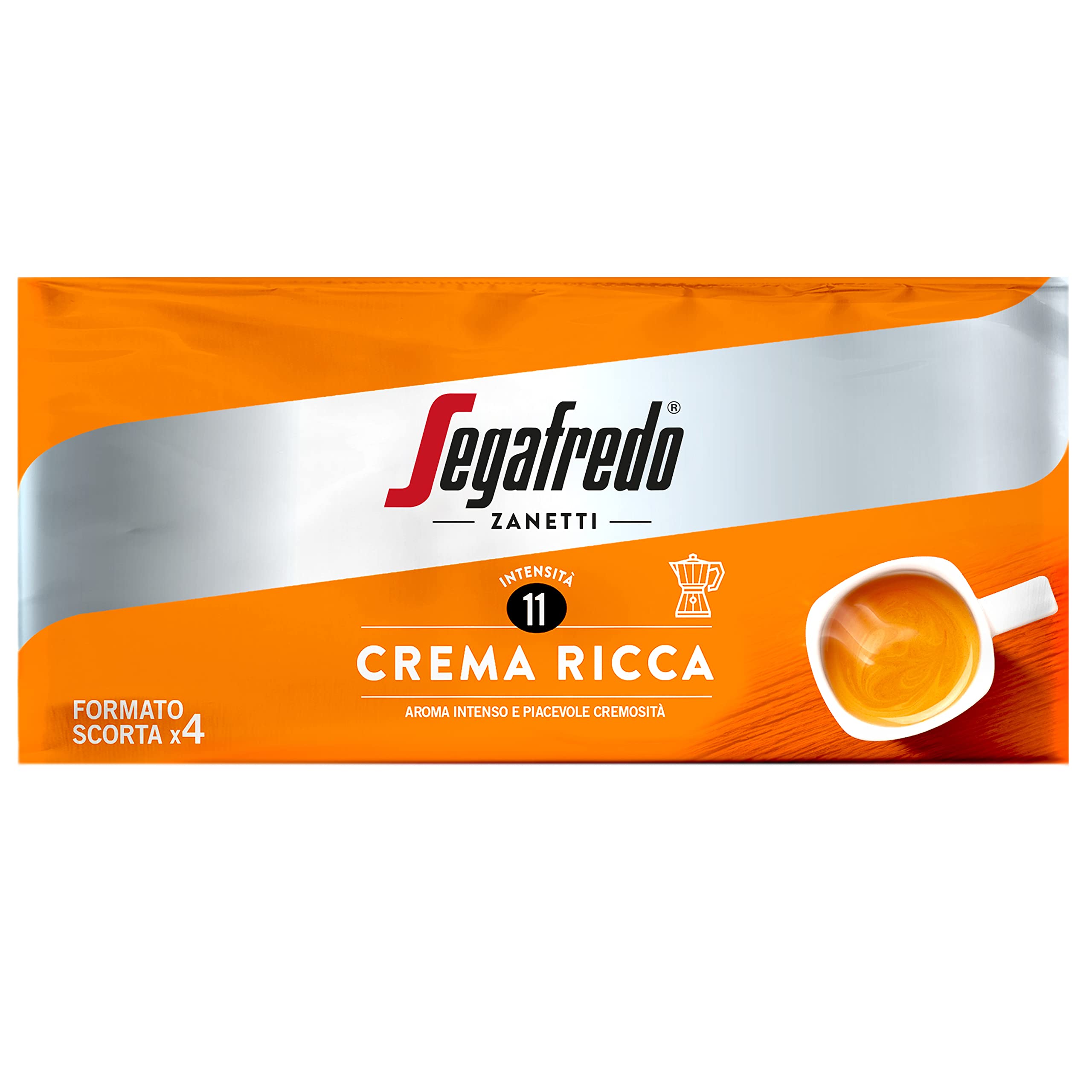 Segafredo Zanetti Ground Coffee Crema Ricca - Medium Roast, Intense Flavor | 4 x 250g Pack 1