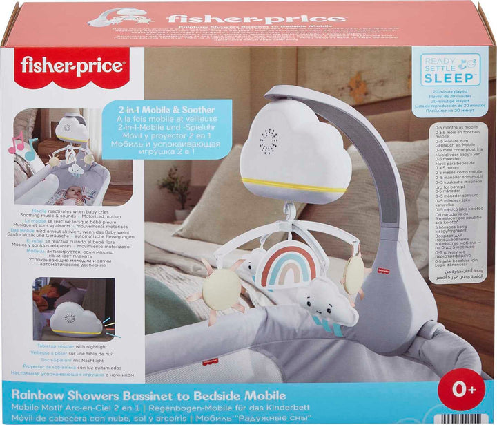 Fisher-Price Rainbow Showers Bassinet to Bedside Mobile - Soother with Nightlight & Cry Sensor