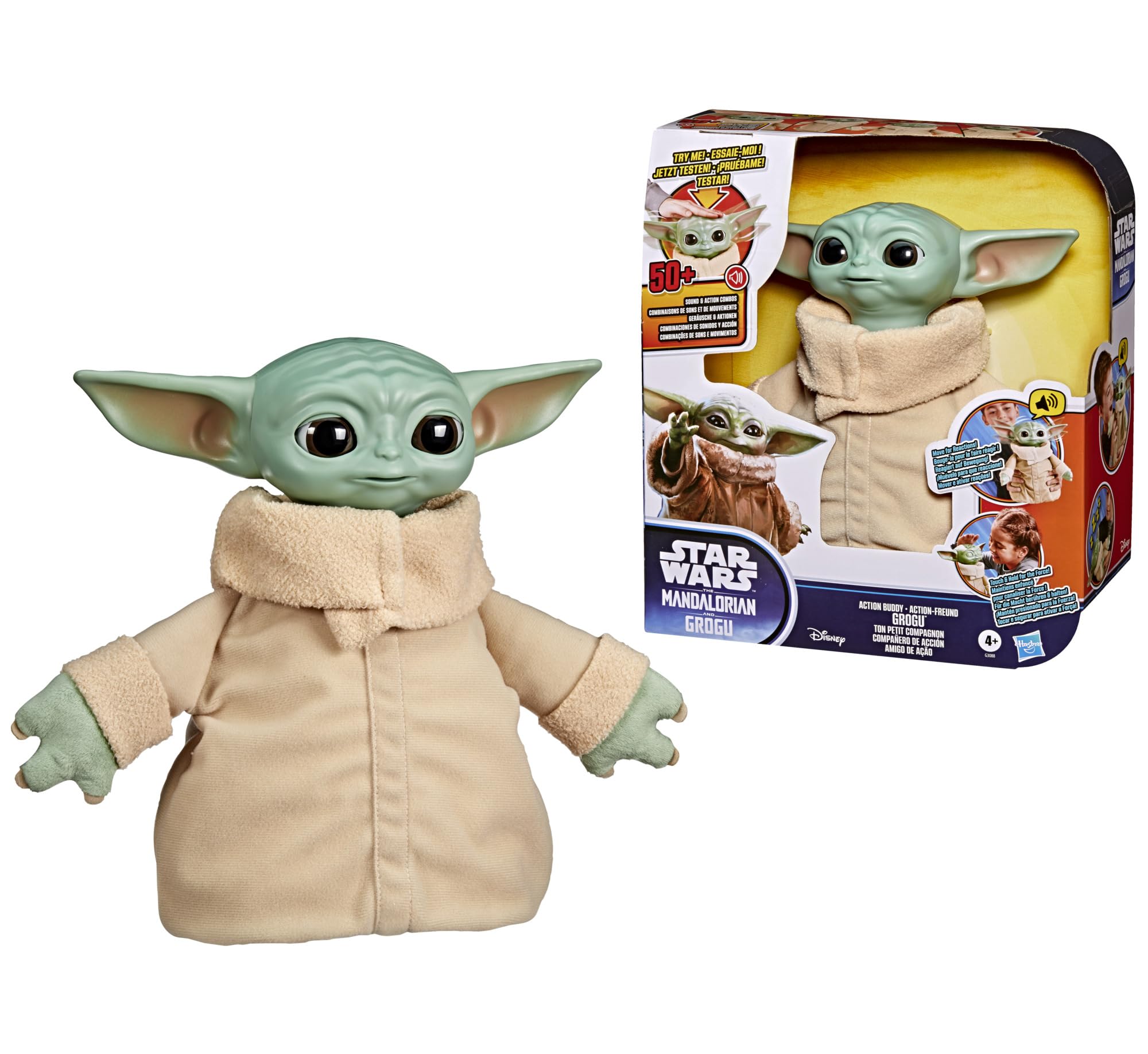 Star Wars Action Buddy Grogu Animatronic Plush Figure - 25-cm | Interactive | 50+ Sounds