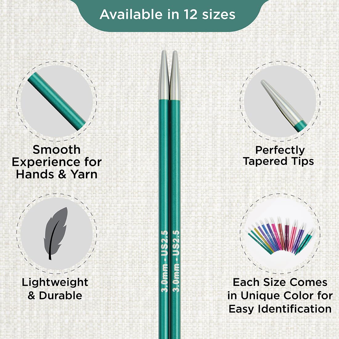 KNITPRO Zing Interchangeable Circular Knitting Needles - 3.00mm Size | Lightweight Aluminium | Smooth Joins 3
