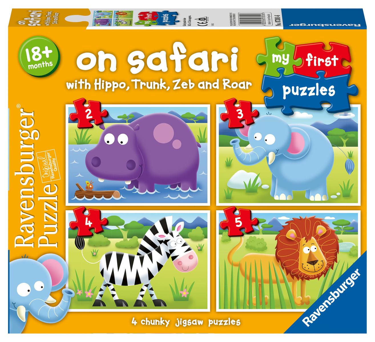 Ravensburger On Safari My First Jigsaw Puzzles - 2, 3, 4, and 5 Piece Set for Toddlers 18 Months+ 1