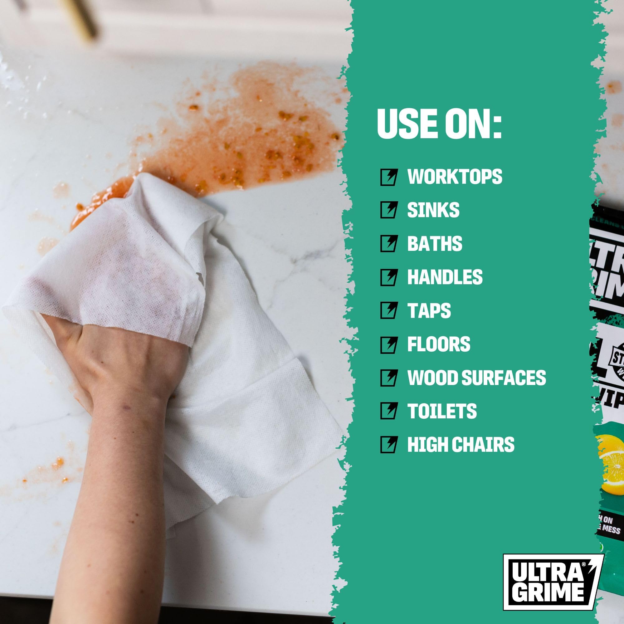 UltraGrime - Multi-Purpose Anti-Bacterial Cleaning Wipes 80-Pack 9