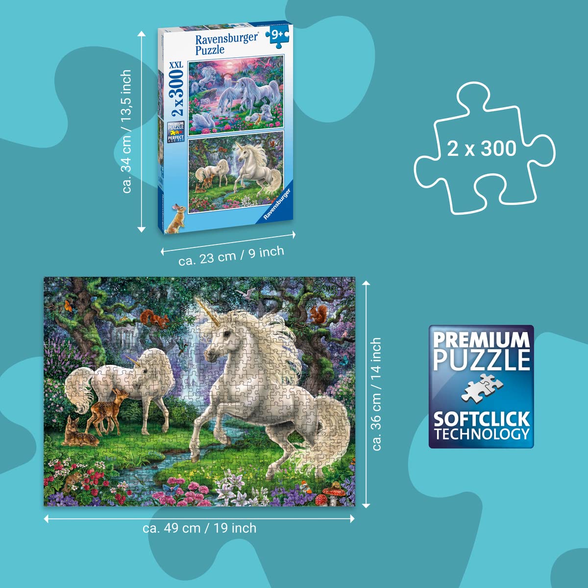 Ravensburger Unicorns Jigsaw Puzzles - 2X 300 Pieces for Kids Age 9 Years and Up 3
