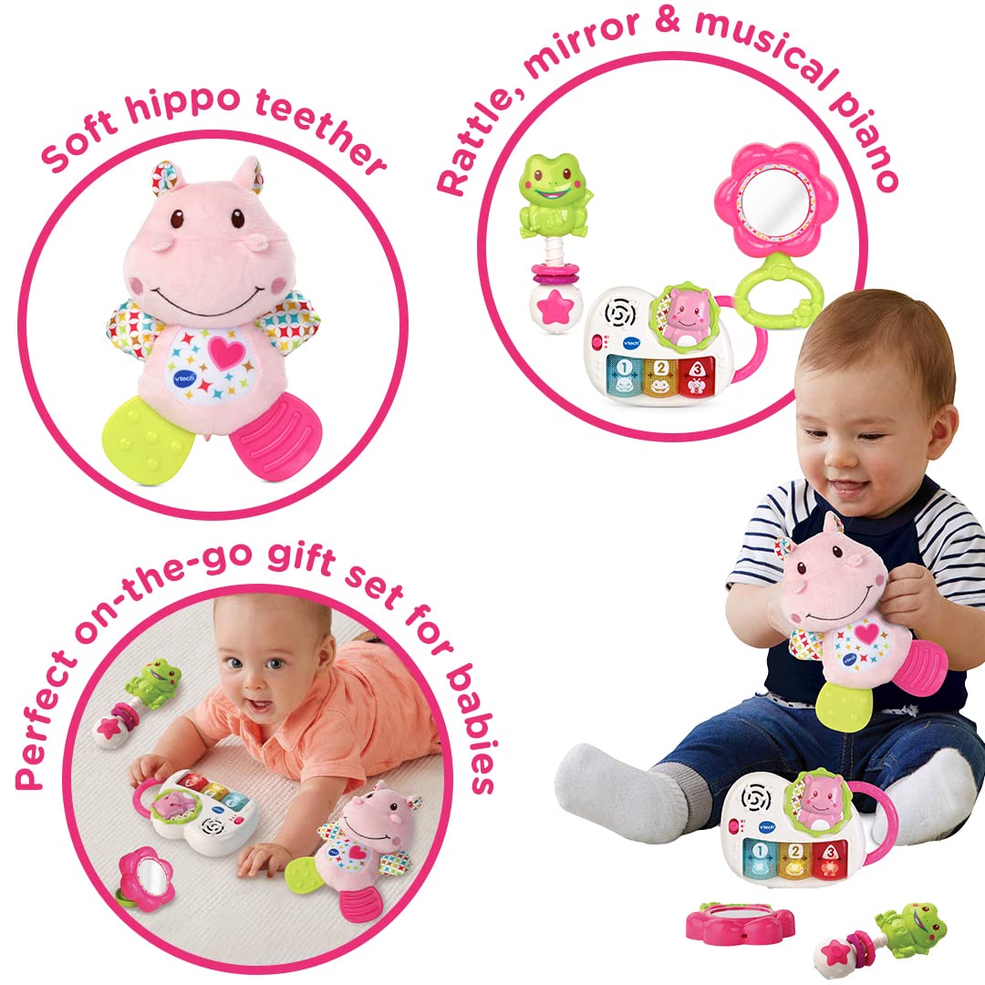 VTech My First Gift Set Newborn Baby Toys | Hippo Teether, Rattle, Mirror, Piano | Birth+