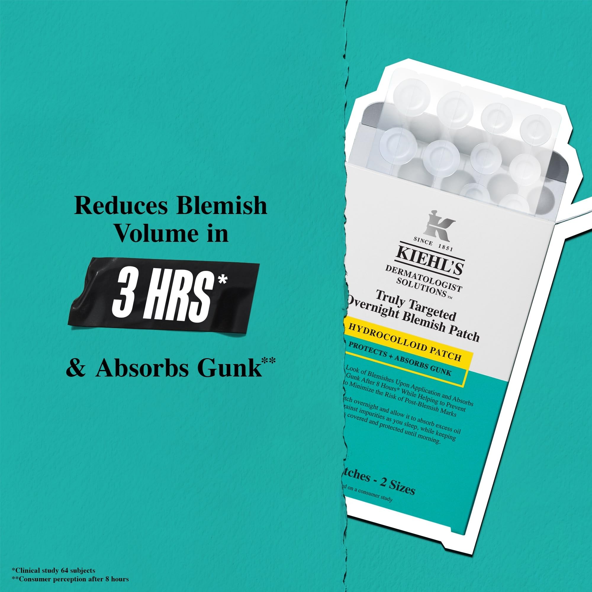 Kiehl's Overnight Blemish Patch - Hydrocolloid Spot Treatment for Blemishes | Unisex Adult