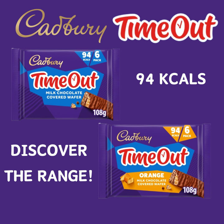 Cadbury Timeout Milk Chocolate Covered Wafer Bars, 6-Pack Crispy Snack with Smooth Milk Chocolate Coating