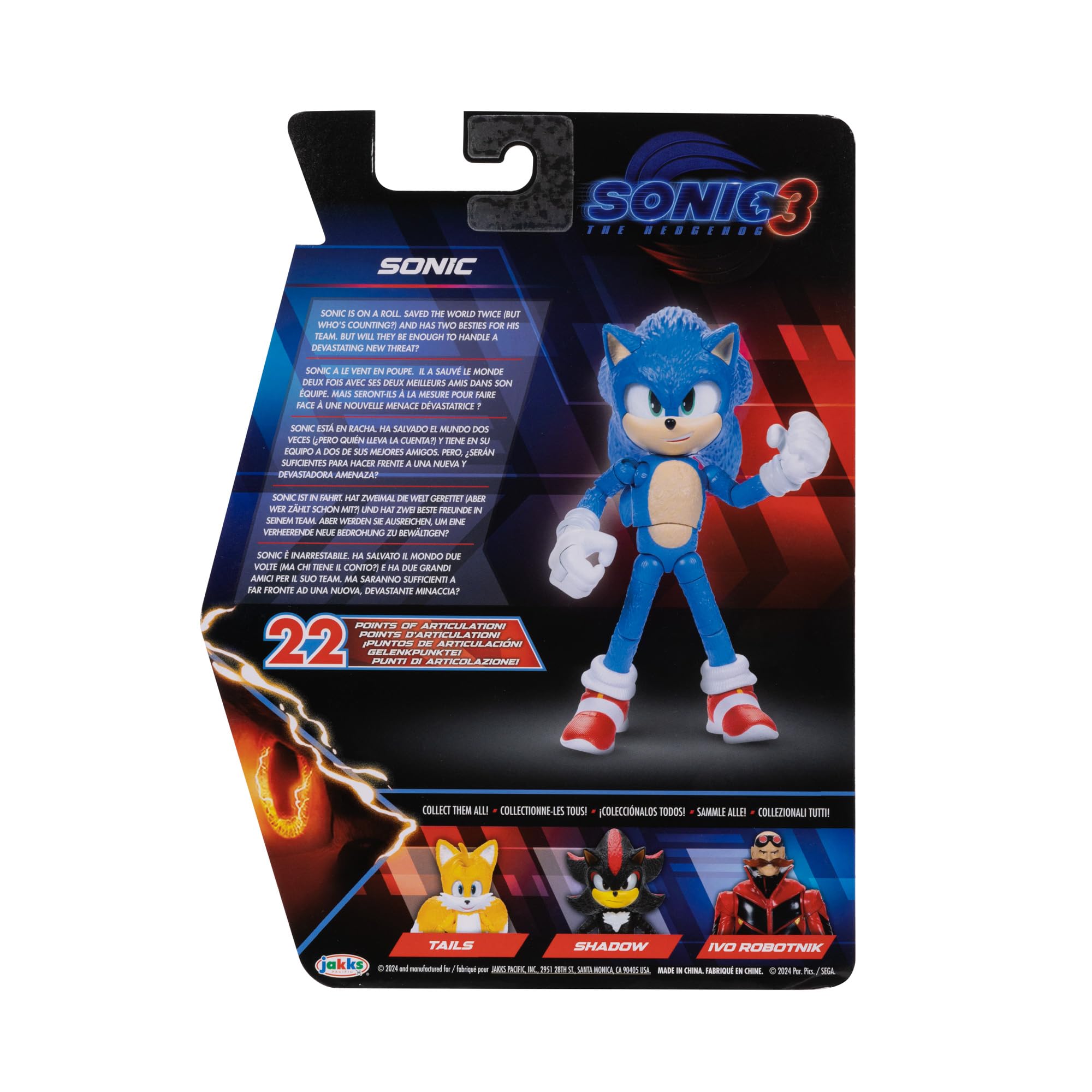 Sonic The Hedgehog Sonic 3 Movie Sonic Collector Toy Figure by Jakks Pacific | 5" / 13cm Tall | Ages 3+ 4