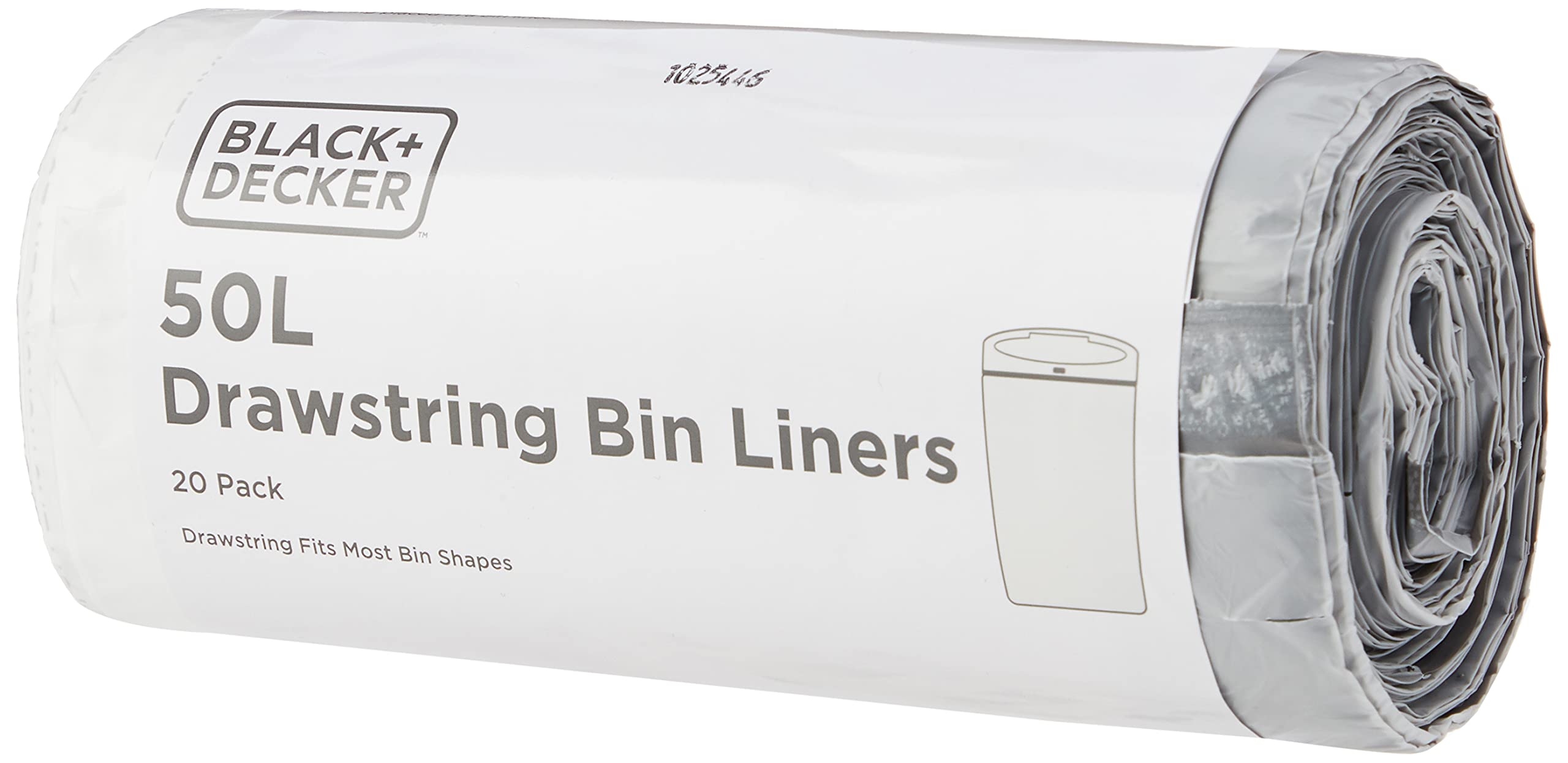 BLACK+DECKER 50L Drawstring Bin Liners - Heavy Duty Plastic Bags | 20 Pack, White 1