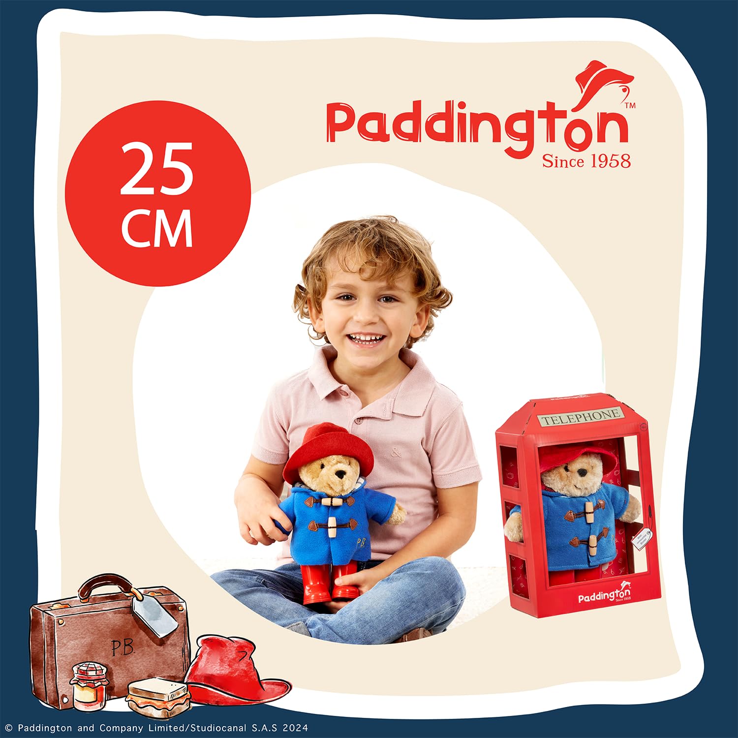 Rainbow Designs Paddington Bear Soft Toy in British Phone Box - Plush Teddy 8