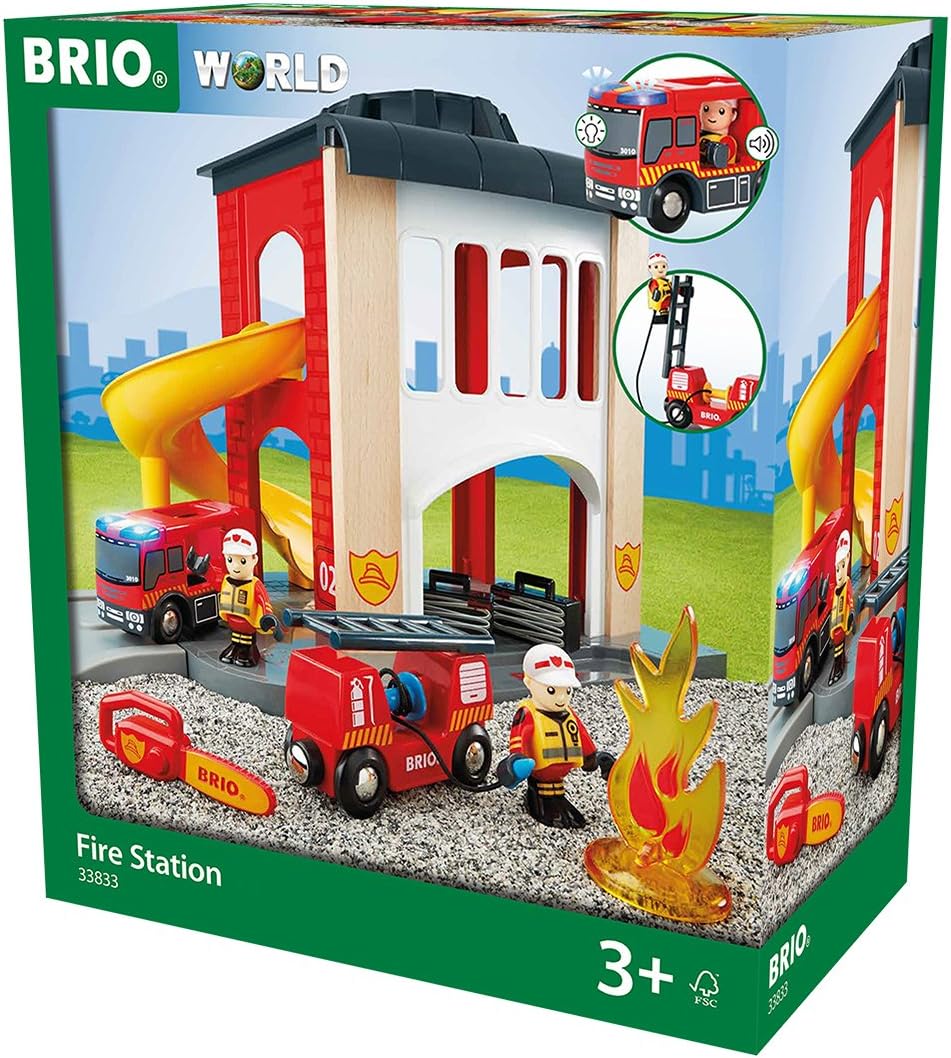 BRIO World Fire & Rescue Central Fire Station Playset - Compatible with BRIO Wooden Trains, Age 3+ 8