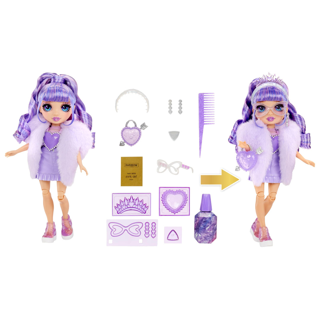 Rainbow High Creative Crystals Violet - Purple 28 cm Fashion Doll with DIY Crystal Make It Kit